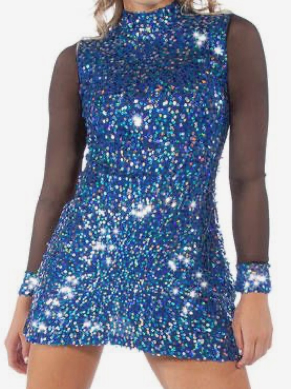 ALEXANDRA Blue Sequin Dance Tunic Dress 80s Disco Halloween Costume Taylor Swift